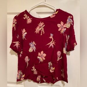Madewell Red Floral Button Back blouse